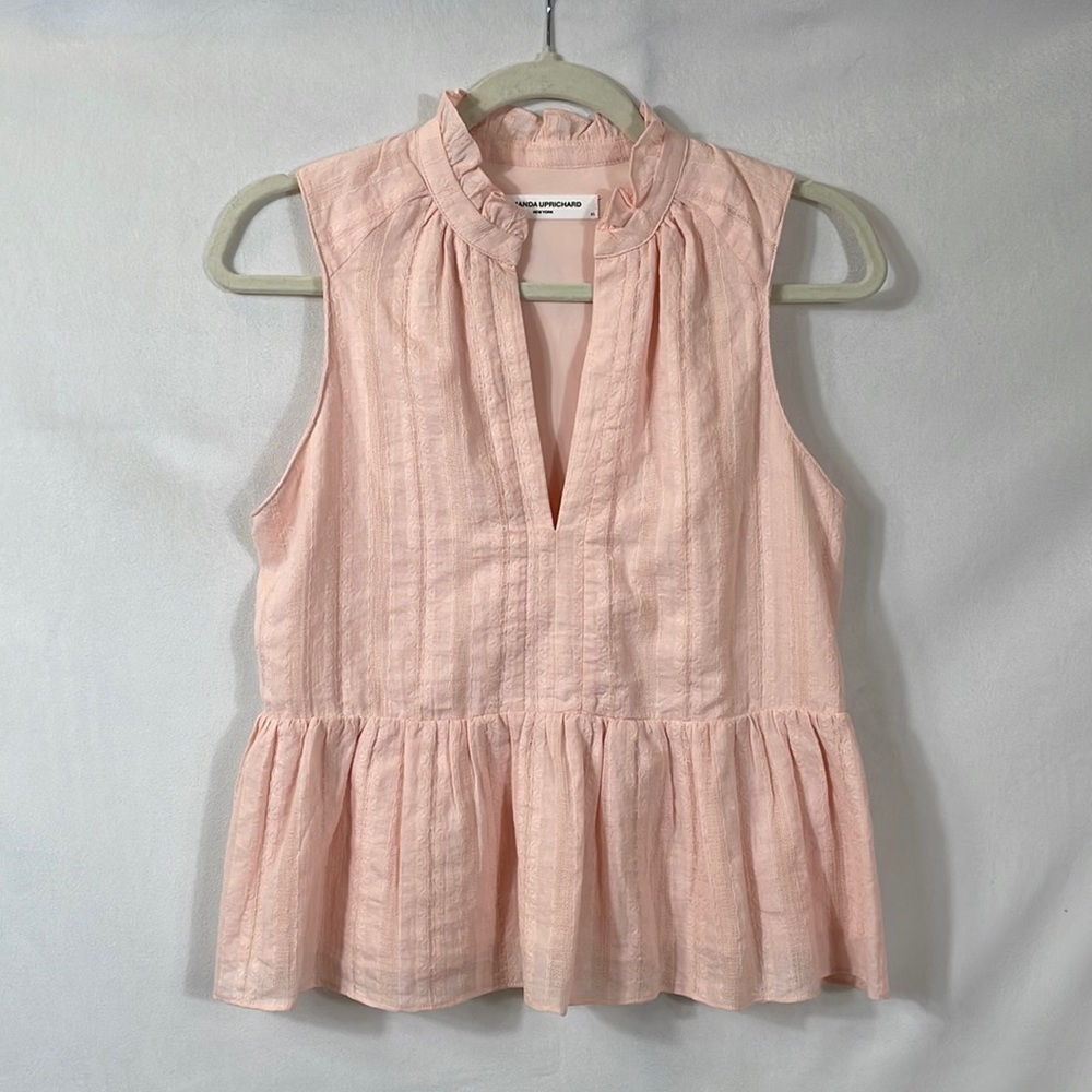 Amanda Uprichard Top Size XS Ruffle Hem 100% Cotton EUC